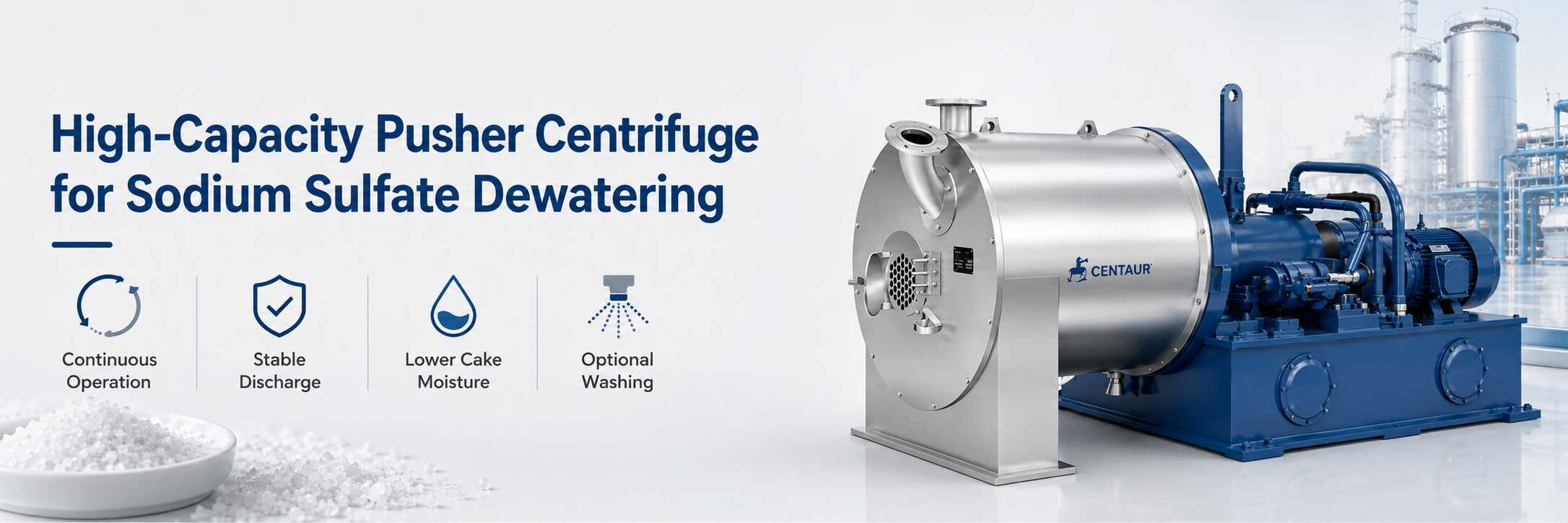 High-Capacity Pusher Centrifuge for Sodium Sulfate Dewatering