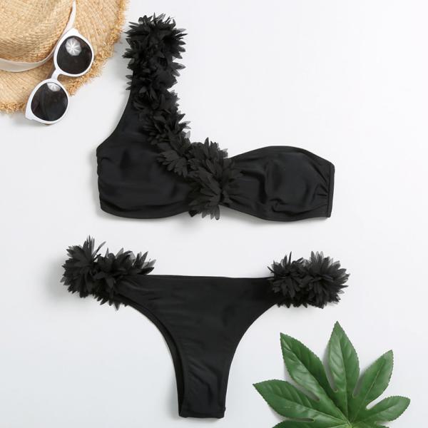Tiered Layer Tie a Knot Front Top With Low waist Bikini swimsuit high cut