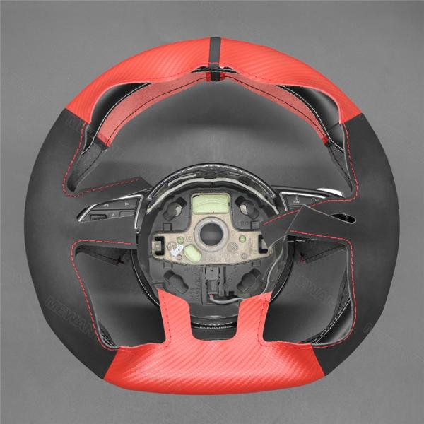 Upgrade Your Audi A5 A7 RS5 RS7 with Red Carbon Fiber Soft Suede Steering Wheel Cover