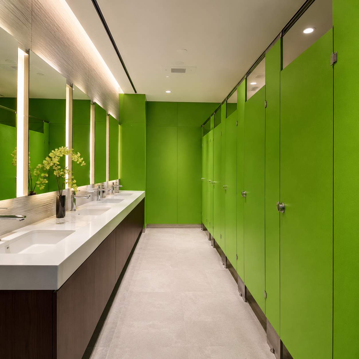 Custom Color Compact Laminate Bathroom Partition | Metal Fitting Toilet Stall
