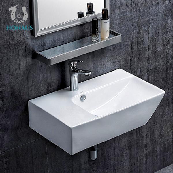 OEM ODM Ceramic Square Wall Hung Basin Porcelain Wall Mount Sink