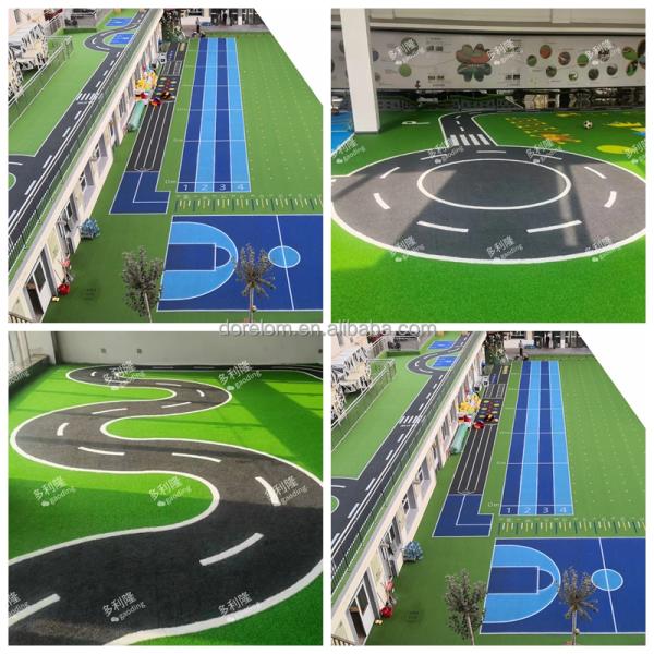 Grey Red Blue Green Synthetic Turf for Tennis Playground and Gym Facility 13mm Height