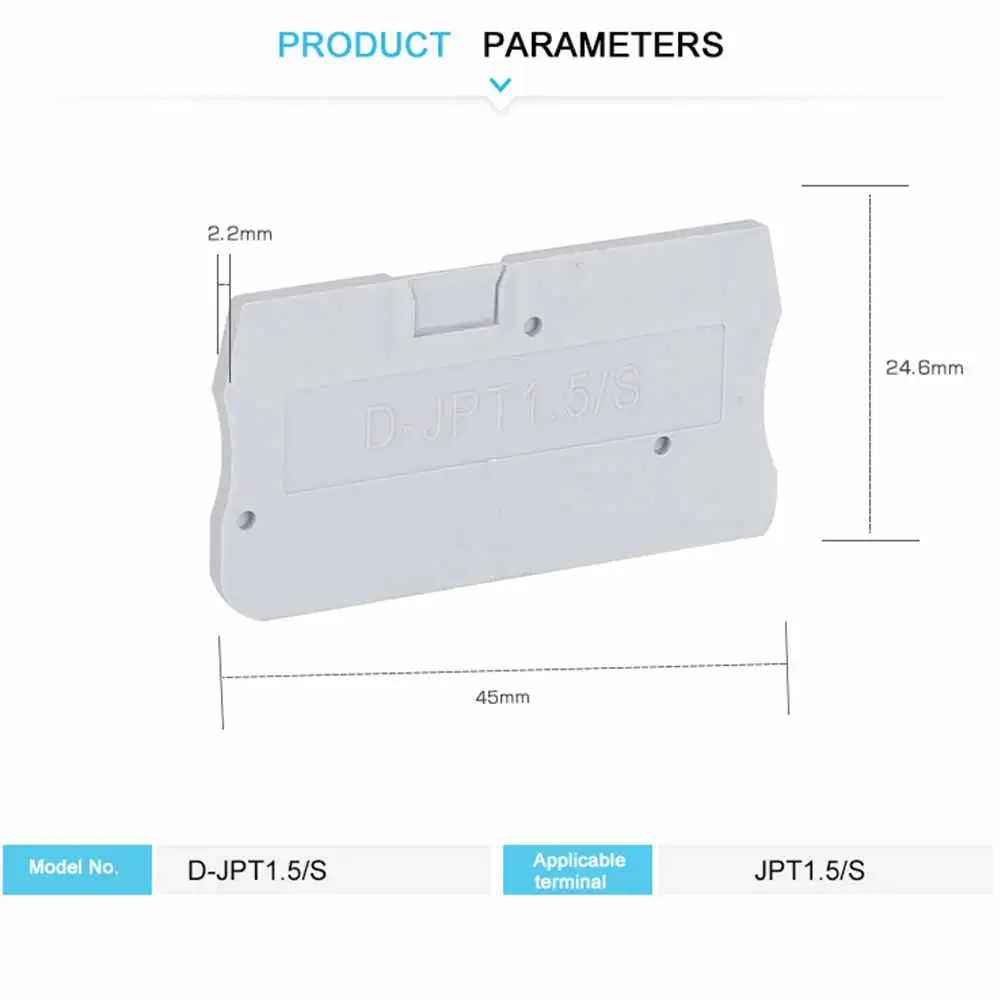 D-PT1.5 Барьерная пластина для PT1.5 Электрического соединителя PT Тип Din Rail Terminal Block Accessories D-PT 1.5 Конечная крышка