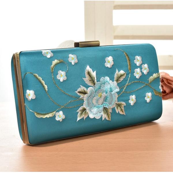 European and American vintage handmade embroidered peony high-grade hand clutch evening bags