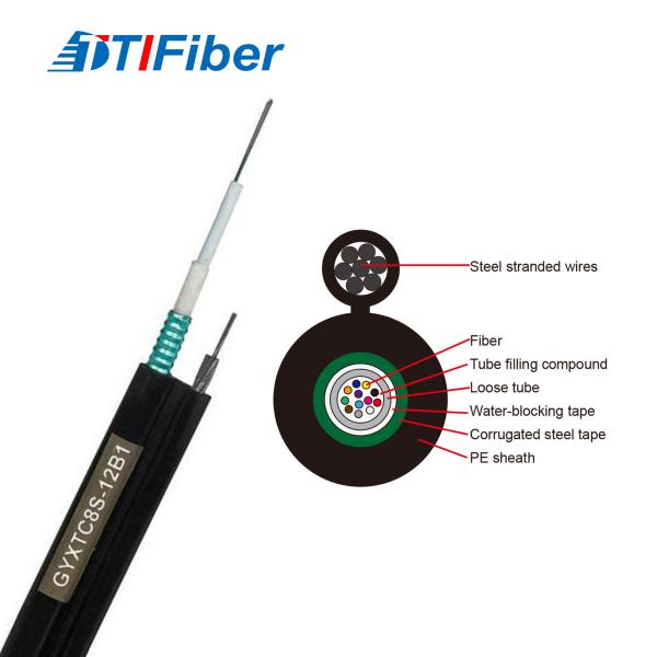 GYTC8A Aerial Fiber Optic Cable Outdoor Self Supporting 12/24/96 Core
