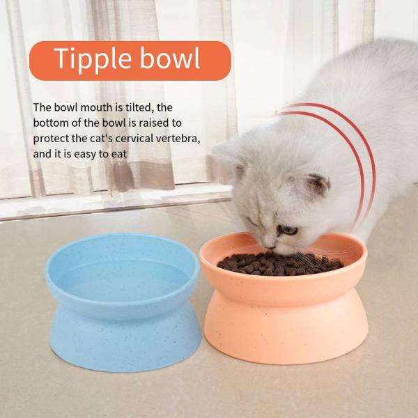 Elevated Raised  Cat Bowl Double Bowl Neck Guard Drinking Water Feeding Plastic Dog Bowl