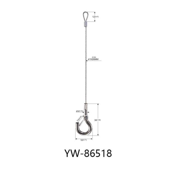 Lighting Fixture Stainless Steel Wire Rope Sling With Snap Hook YW86514
