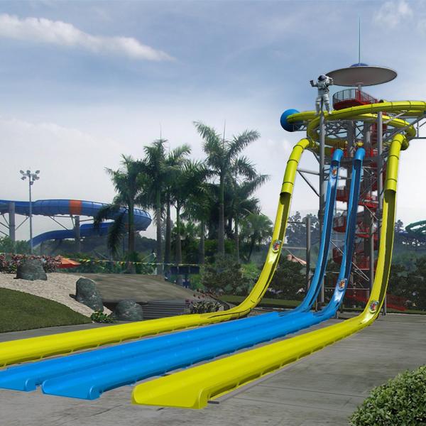 Large Fiberglass Water Slides Equipment , Garden Water Slide For 4 Guests Per Time