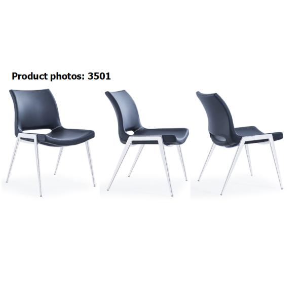 Chromed PU 44cm Metal Dining Room Chairs With Steel Legs