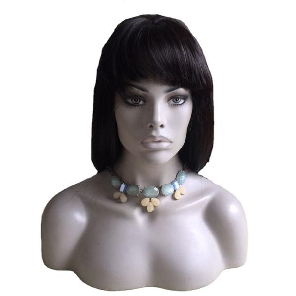Natural Black Raw Virgin Remy Full Lace Hand Tied Wigs with Hair Bangs Perruque Vendors