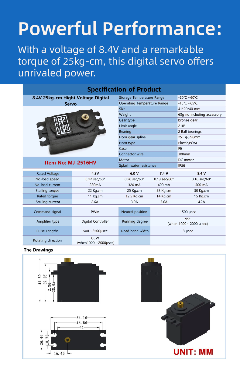 Good Price Servo Mj-2516hv 8.4v 30kg-Cm Hight Voltage Metal Gear Digital For Rc Airplane Helicopter Car Boat