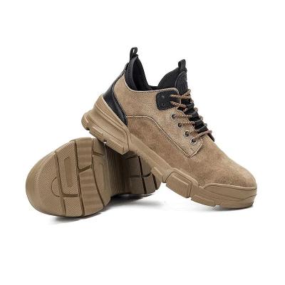 Unisex Crazy Horse Leather Boots Yellow Steel Toe Safety Footwear Unisex