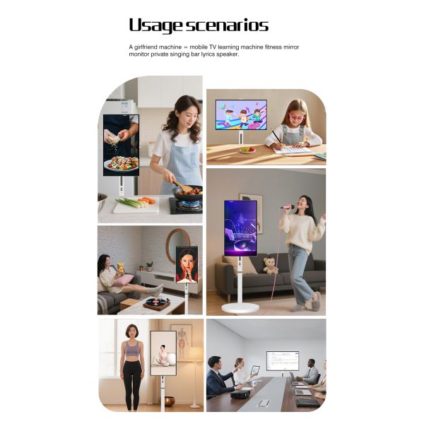 32 Inch 4K Resolution Android 15 Portable TV Smart Display with Wireless Floor Standing Digital Signage