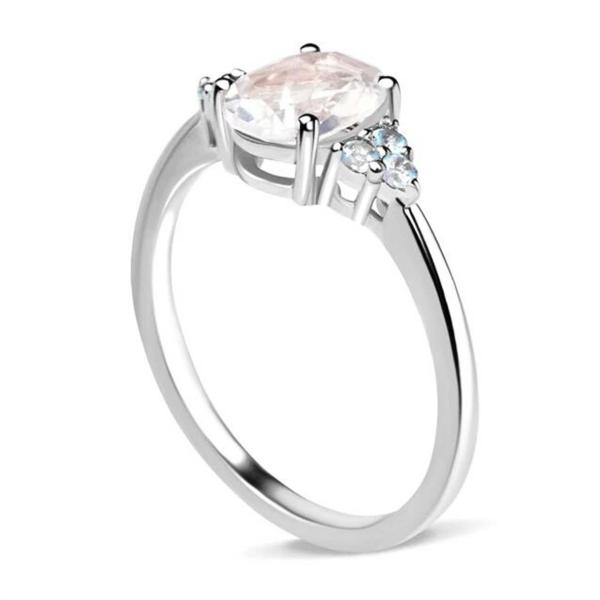 Золото Роза покрыло 925 стерлинговая серебряная граненная радугой груша ювелирных изделий Moonstone отрезала Moonstone венчика & обручальное кольцо CZ