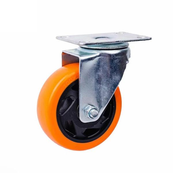 130kg Orange PVC/PU Industrial Rotary Trolley Caster Swivel Caster Wheel Customization