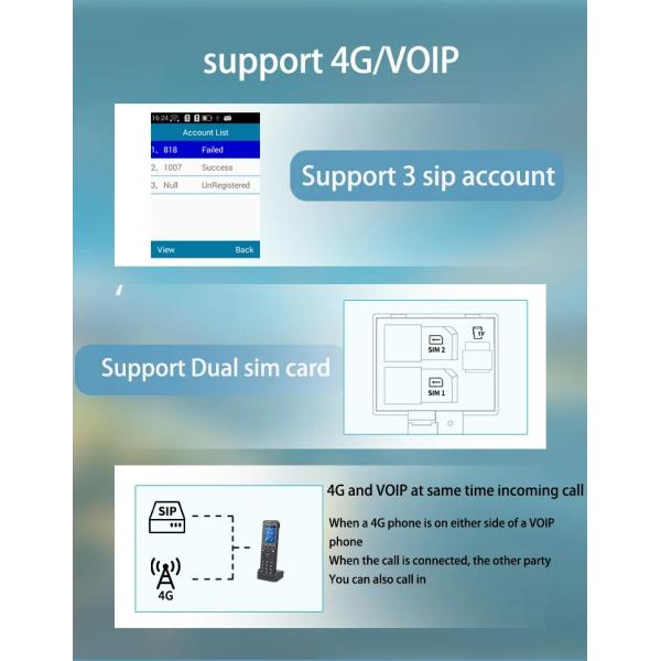 Hindetel lte wifi 2.4G Cordless Phone SIP VOIP  hotspot recording ip phone Cordless 4G SIP Phone  Desktop VoIP