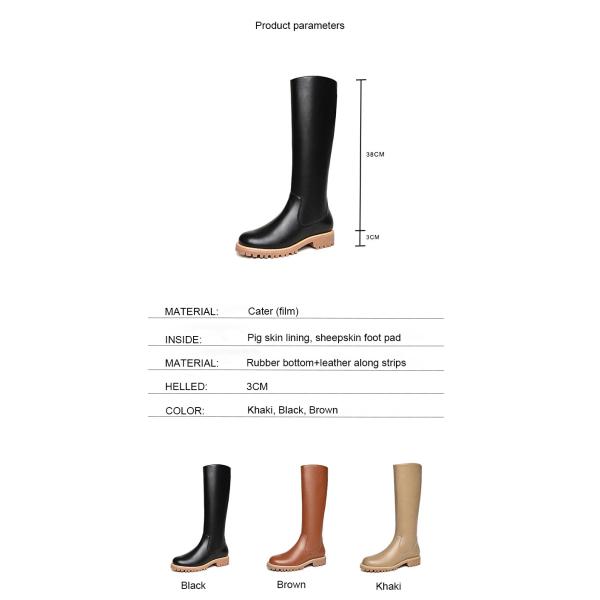 Deluxe High End Leather Knee High Length Fur Boots Customized Ladies Shoe Leather Boots