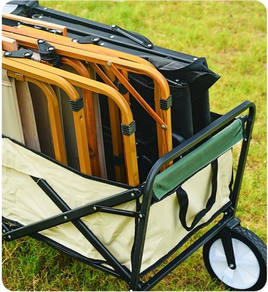 Custom Wholesale Outdoor Push Pull Collapsible Easy To Carry Camping Folding Wagon With Big Wheels