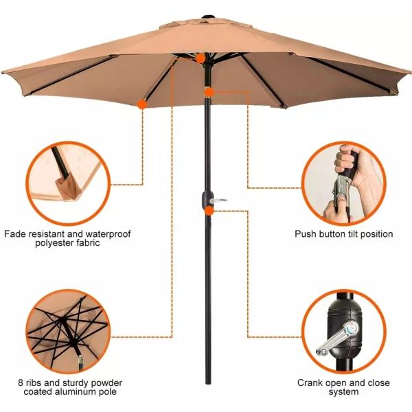 180g Polyester Waterproof and UV Resistant Striped Round Umbrella for All Seasons