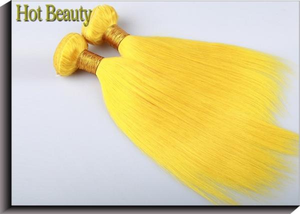 Yellow Single Drawn Virgin Human Hair Extensions No Tangle And No Shedding