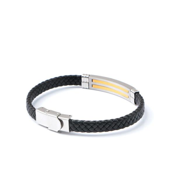 Leather rope bracelet trendy retro leather woven stainless steel men's bracelet fashionable