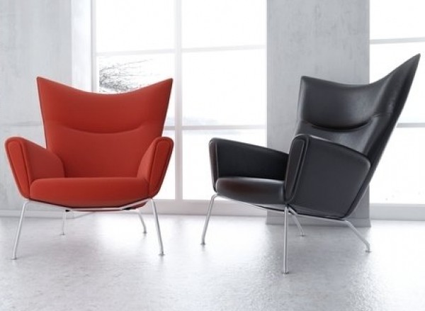 High Back stainless steel legs fabric Hans Wegner Upholstered Wing Customized reclining fabric cozy Lounge Chair
