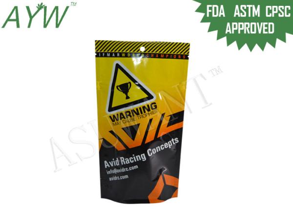 Smell Proof Stand Up Resealable Pouches , Foil Heat Seal Bags For Sport Accessories Storage