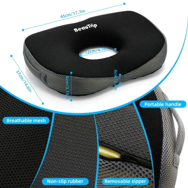 OBLONG Memory Foam Office Chair Cushion Pad Hip Massage Support Orthopedic Pain Relief