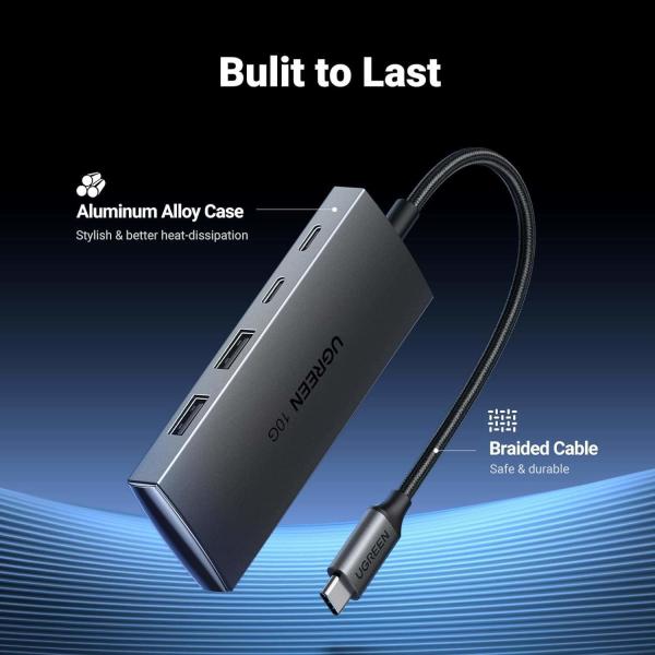 USB C Hub 10 Gbps, 4 ports USB 3.2 HUB avec 2 USB-C 3.2 et 2 USB-A 3.2, Port USB Extender pour MacBook
