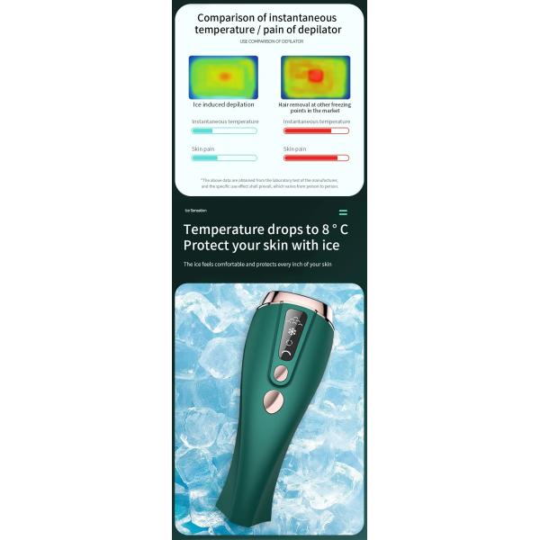 Прибор удаления волос IPL льда крутой постоянный для людей женщин, перевозчик волос всего тела как быстро как 8 минут, 999 999 Flashe