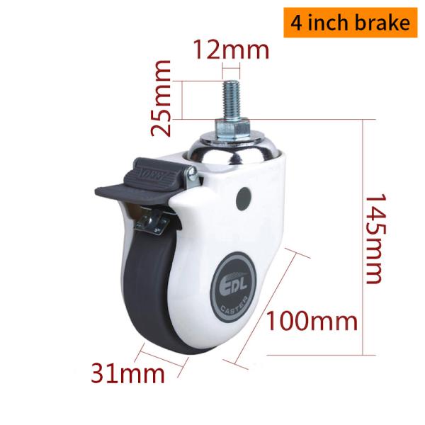 4 Inch TPE Medical Caster Wheels 110kg Load Capacity