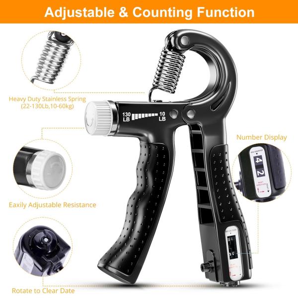 5 Pack Hand Grip Strengthener Kit Adjustable Silicone Grip Strength Trainer Kit