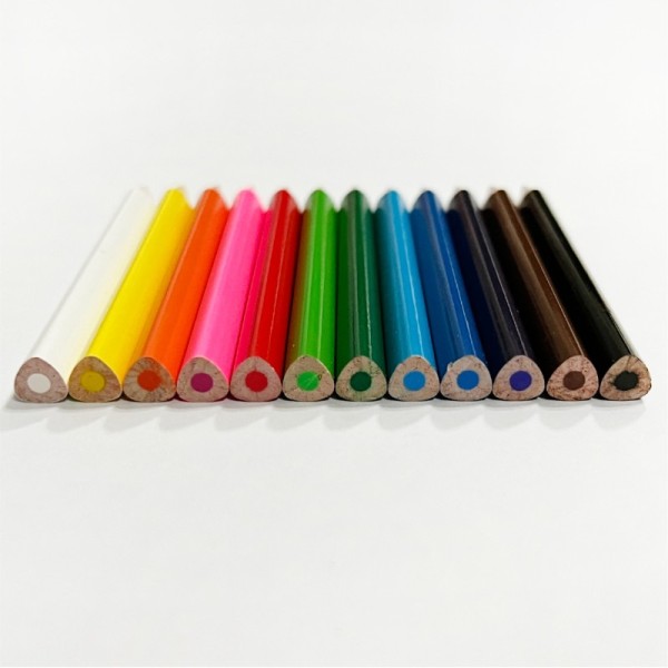 Wholesale 3.5 Inch 12PCS Premium Colored Kids Drawing Short Wooden Triangle Color Pencil