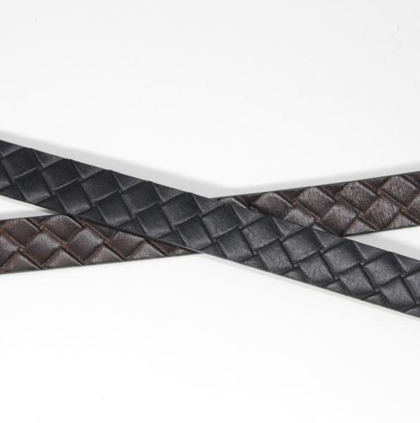 Ladies Genuine Leather Skinny Belt Embossing Fake Braiding Pattern