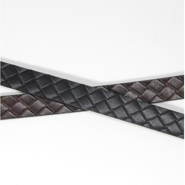 Ladies Genuine Leather Skinny Belt Embossing Fake Braiding Pattern