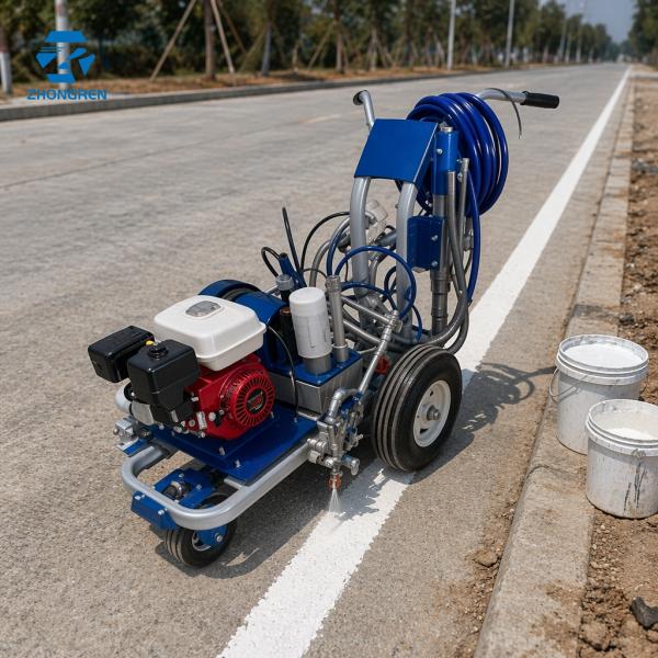 Professional 12L Cold Spray Road Marking Machine With Hydraulic Piston Pump For Highway Parking Lot Marking