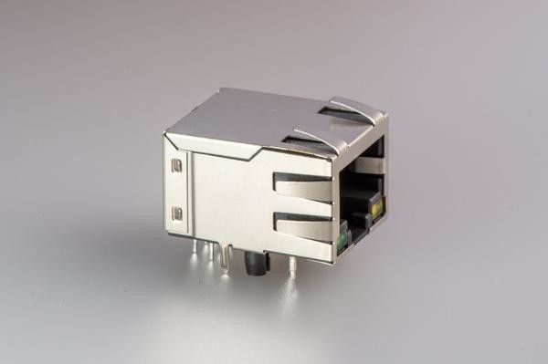 Vertical Female Jack RJ45 With Transformer , 8 Pin Shielded RJ45 Connector