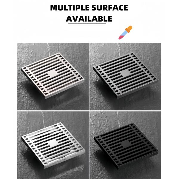 Gun Grey Bathroom Shower Accessories Floor Drain Full Brass Body Multi Layer Coated
