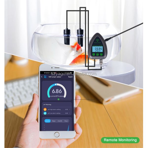 Wifi Online Digital PH Meter 5 in 1 GS&TEMP&PH with 0-19900ppm TDS and 0-199.0ppt Salinity for Aquarium and Hydroponics