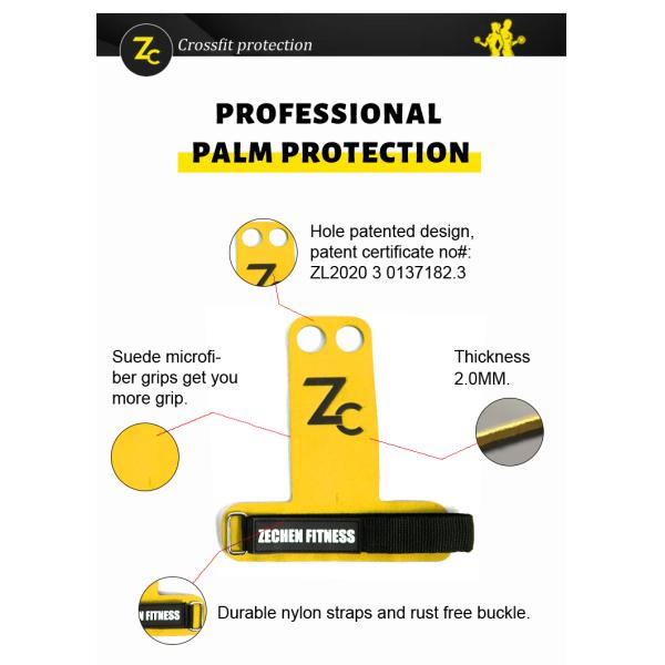 Carbon Fiber Crossfit Grip Gloves 2mm Gymnastics Hand Protectors Yellow 2 Holes