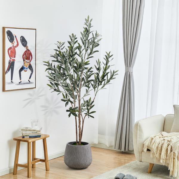 Multi-pole 7ft Artificial Olive Tree - Tall Faux Olive Trees Artificial Indoor - Large Fake Olive Tree Plant for Home Office Living Room Decor