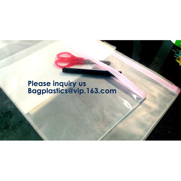 Document File Zip Bags with Hook Hanger Slider Stationary Pen Pencil Packaging Bags,Office Green Clear Zip Folders PVC F