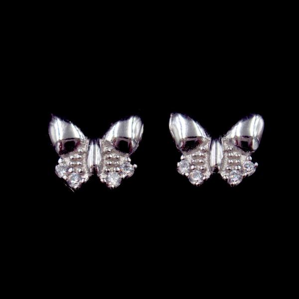 Customized Sterling Silver Round Earrings / Cubic Zirconia Bulk White Gold Earrings