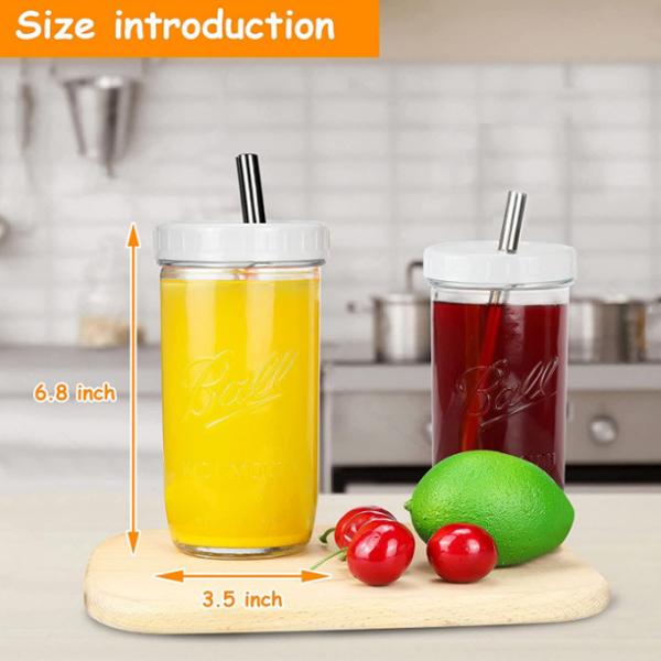 Copos reusáveis do batido do chá largo do vidro da boca com palha 16oz 24oz