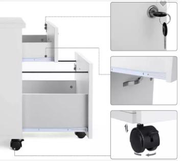 Adjustable Rails 2 Drawers Locking Mobile File Cabinet Knock Down For Office