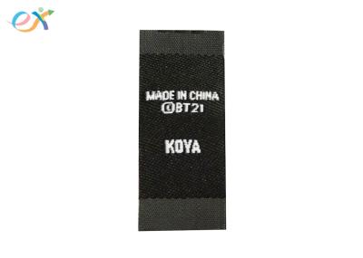 Black Label White Words Woven Custom Woven Clothing Tags Without Fold
