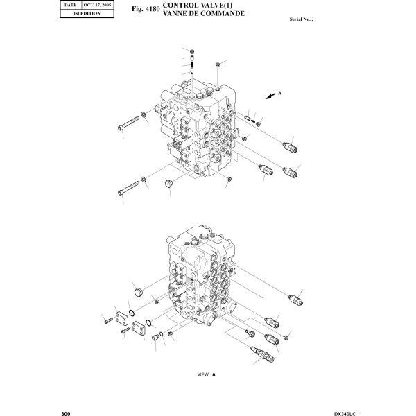 K1002989A Excavadora válvula hidráulica Doosan DX260 DX340 DX360