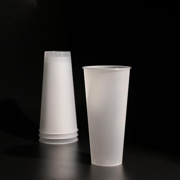 Personalized Disposable Plastic Cups PP With Flat And Dome Lids For Beverages Boba Tea