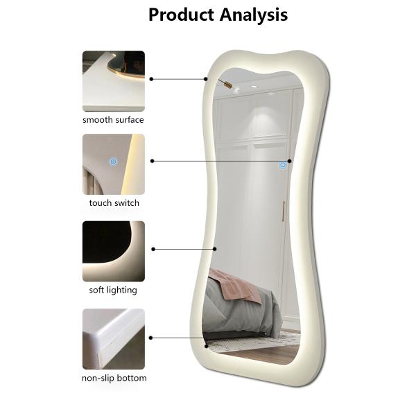 Hollywood Standing Full Length Xl Floor Mirror With Led Light 71x32