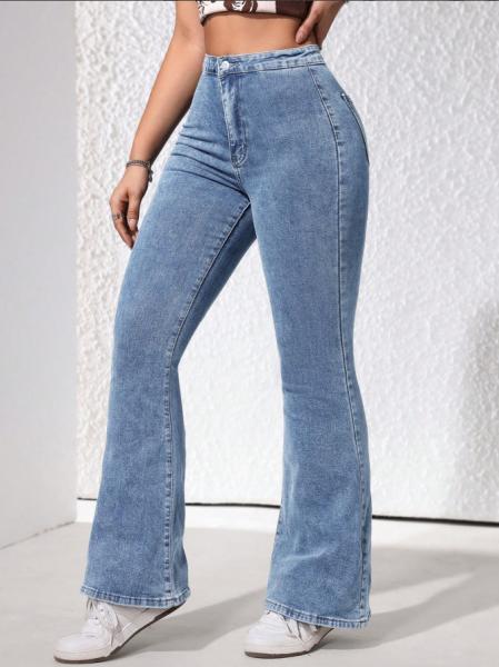 Nostalgia medium blue stretch flared jeans